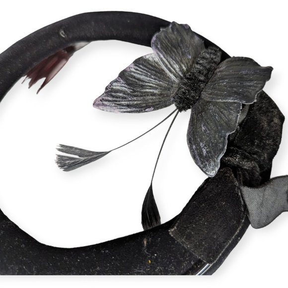 Vintage Black Velvet Butterfly Fascinator Hat main image 12